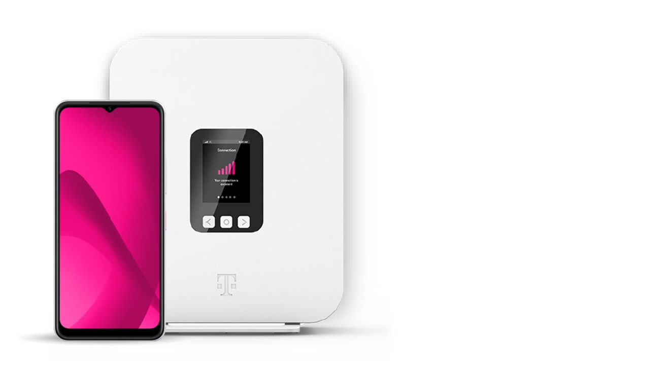 T-Mobile smartphone and Home Internet gateway device.