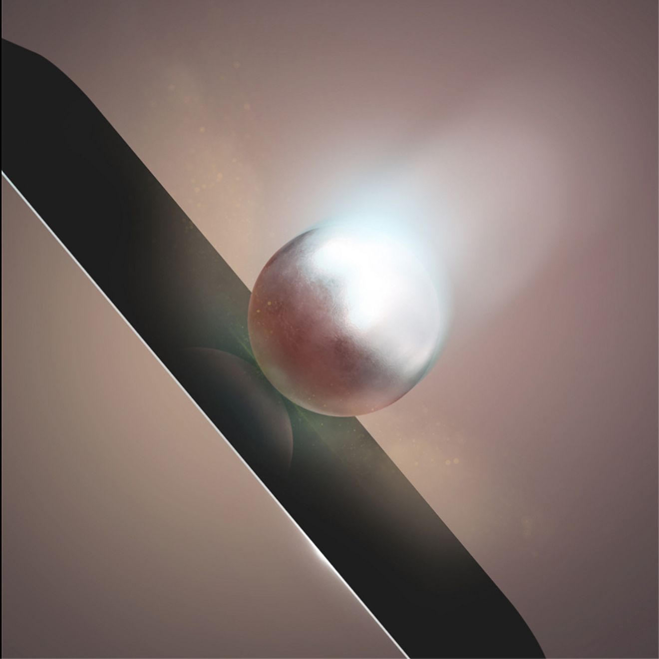 A metallic sphere strikes the edge of a glass surface, illustrating the impact and scratch protection of ZAGG Privacy XTR screen protection.