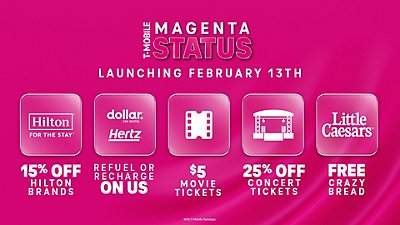 Check out the introduction of Magenta Status with brands like Hilton, Dollar Car Rental, Hertz, and T-Mobile Tuesdays.