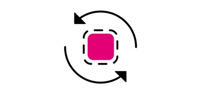 Illustration of an app icon surrounded by arrows circling around it