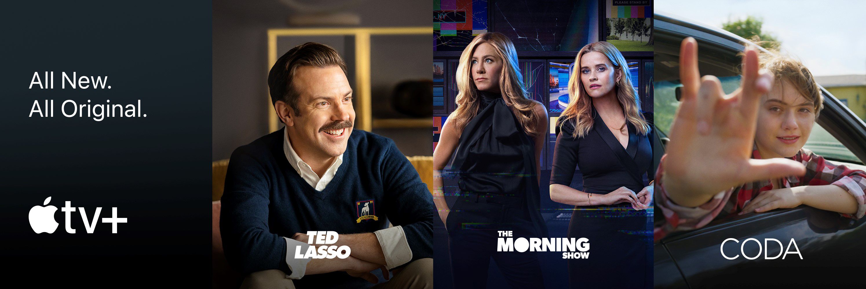 All new. All Original. Apple TV+ series promos for Ted Lasso, The Morning Show, and CODA.