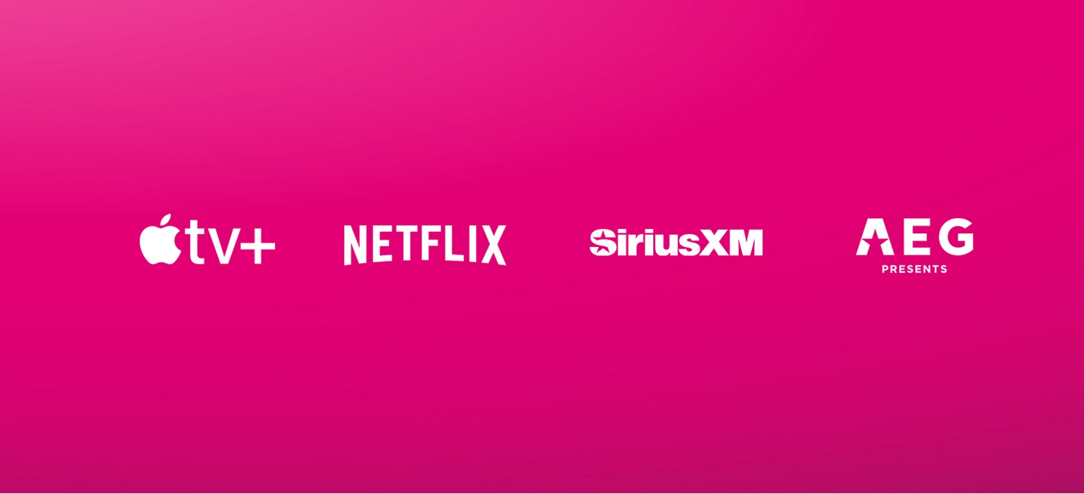 Logos for Apple TV, Netflix, Sirius XM, and AEG Presents