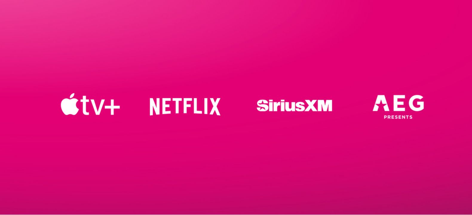 ​​​Logos for Apple TV+, Netflix, Sirius XM, and AEG Presents​​