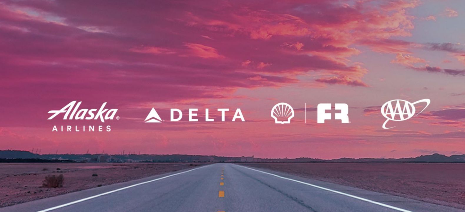 Logos for Alaska Airlines, Delta, Shell Fuel Rewards, and AAA