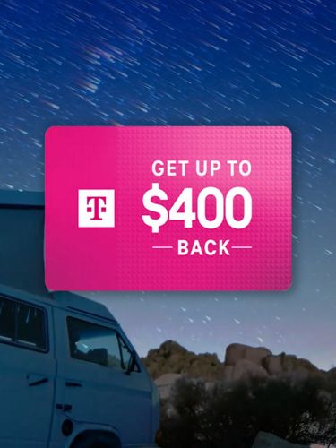 Promotional graphic for getting up to 400 dollars back when switching with your own device.