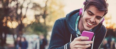 Man listening to music on phone