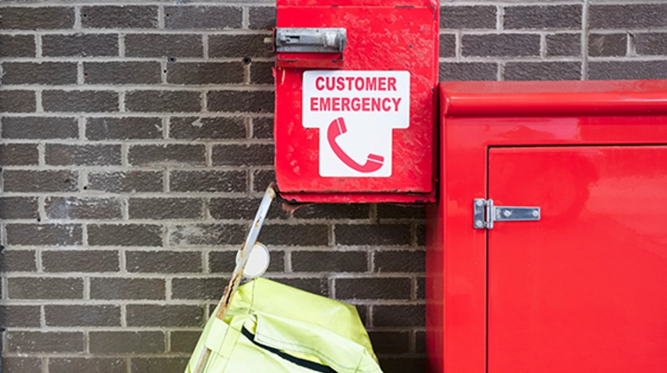 red emergency phone on wall
