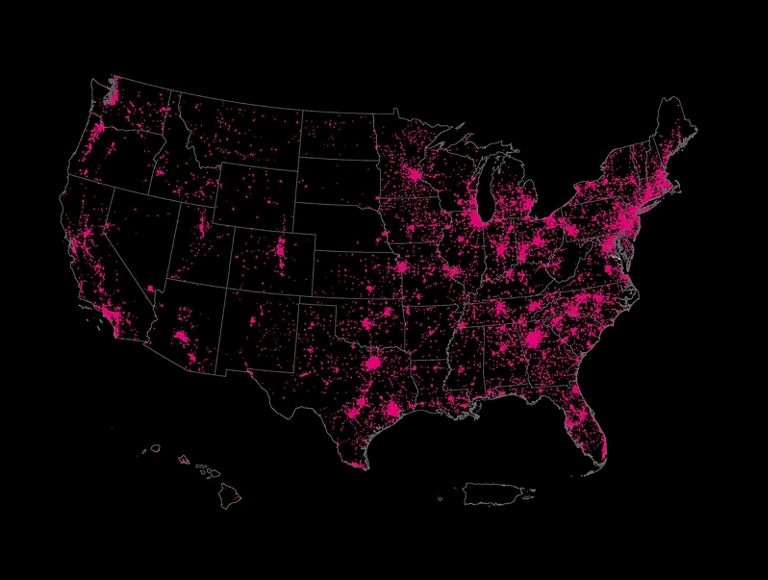 A map showing fixed broadband 100/20 coverage