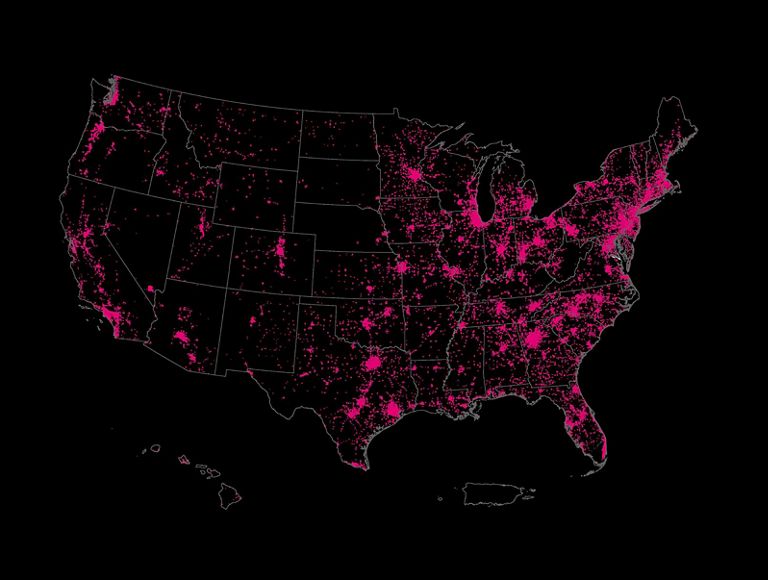 A map showing fixed broadband 100/20 coverage