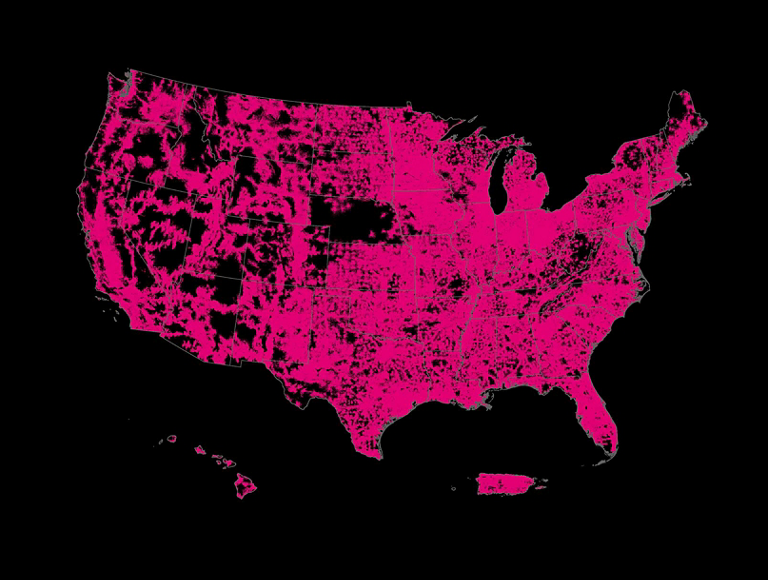 A map showing outdoor voice coverage