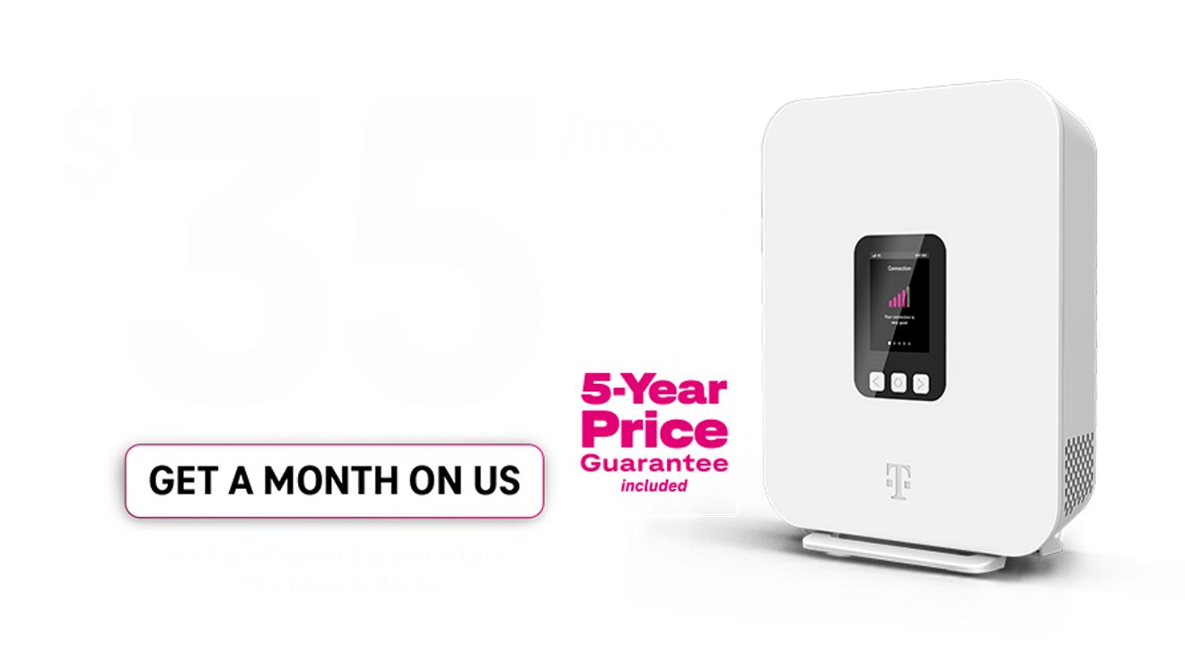 Promotion for T-Mobile 5G Home Internet: Get a Month On Us plus up to $200 back. 