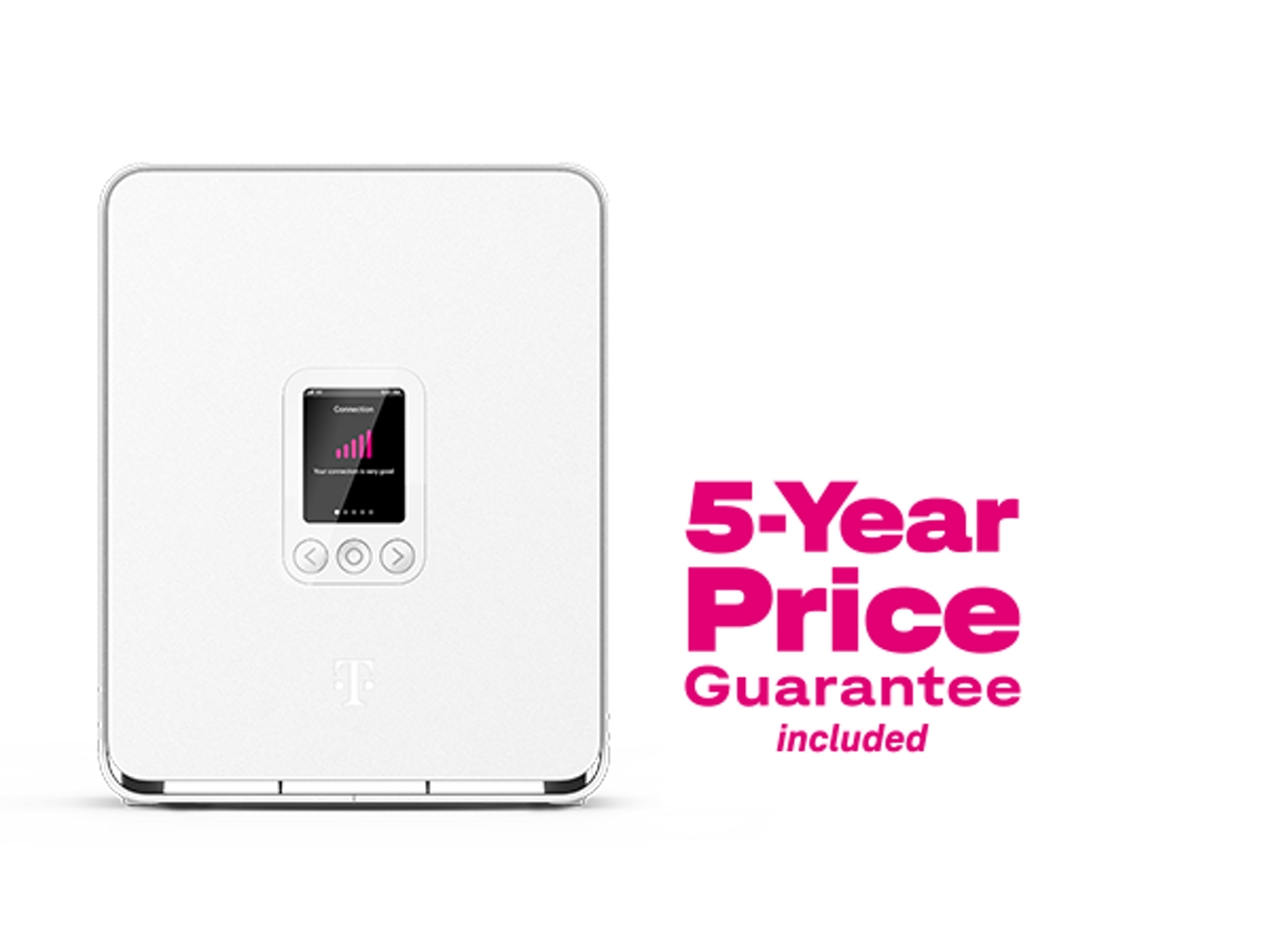 T-Mobile 5G Home Internet gateway with 5-year price guarantee promotion.