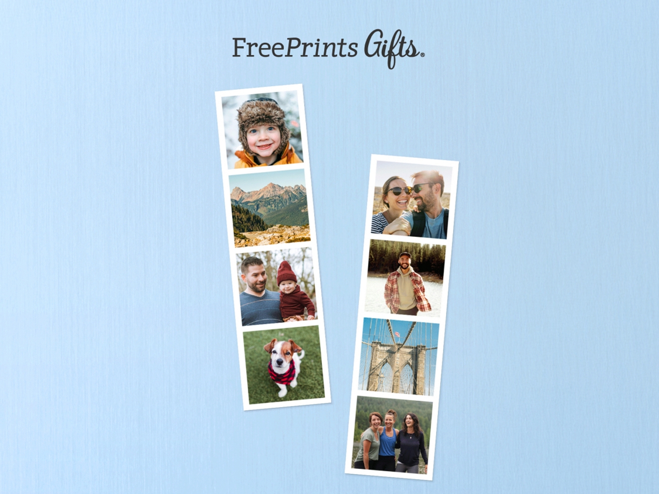 A pair of magnetic photo strips featuring 4 photos each of family memories.