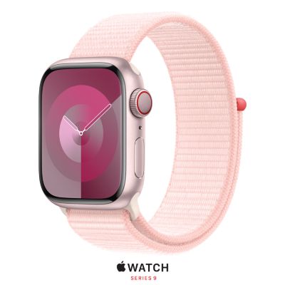 An Apple Watch is set against a white background.