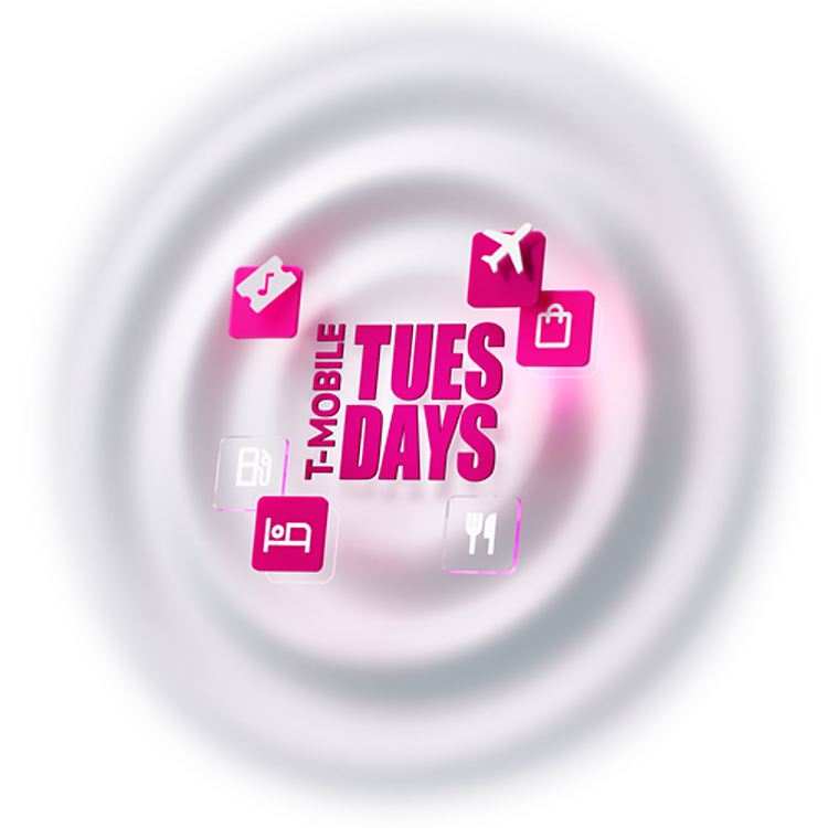 Fun icons surround the T-Mobile Tuesdays logo. 