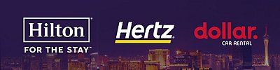 Hilton, Hertz, and Dollar Car Rental.