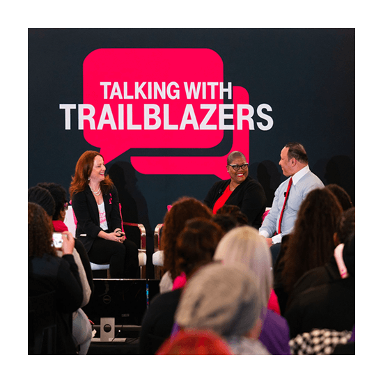 Talking with Trailblazers speakers on stage