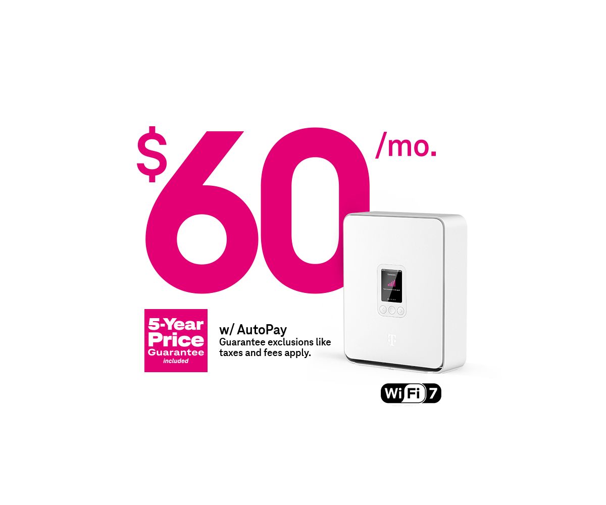 Amplified home internet plan image for customers without a T-Mobile phone plan. Best for households that stream regularly, take video calls, and have several devices online at once.