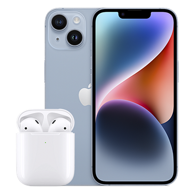 iPhone 14 plus with Airpods