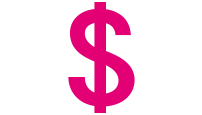 A magenta dollar symbol