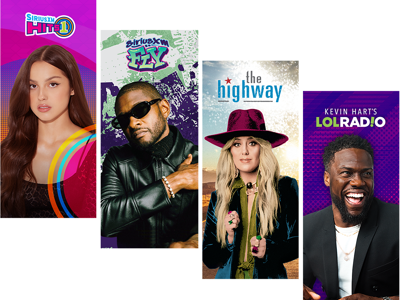 SiriusXM Hits 1, SiriusXM Fly, The Highway, Kevin Hart’s Laugh Out Loud Radio.