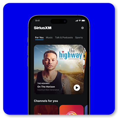 Phone showing On the Horizon playing on Sirius XM’s The Highway.