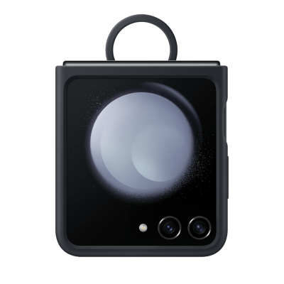 A black silicone cover with ring case is set against a white background.
