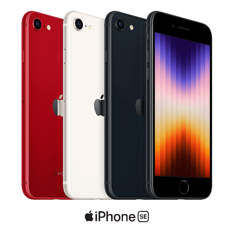 iPhone SE in red, white and black.