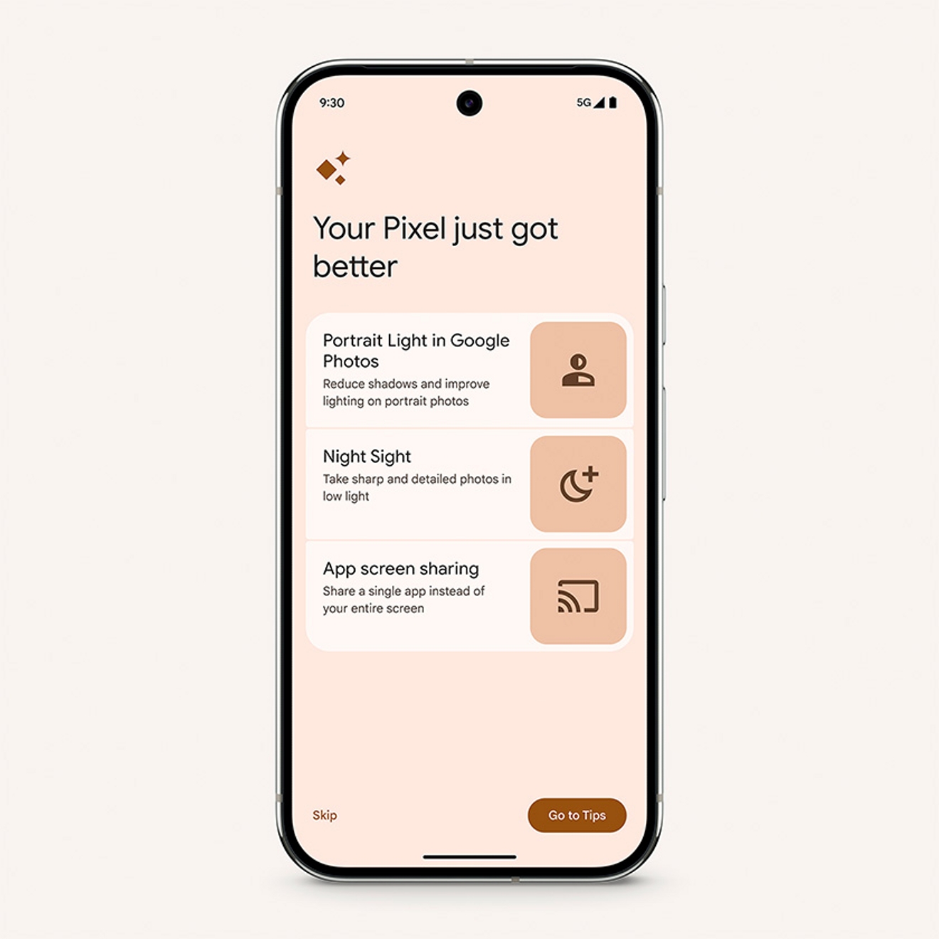 Screen of Google Pixel 9 showing updates