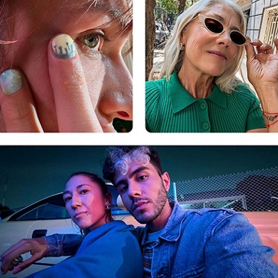 Collage of three photos of people 