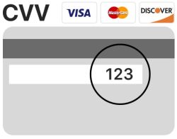 Locate your 3 digit CVV number on the back of your card.
