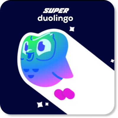 The Duolingo mascot, a cartoon owl, soaring through the air.