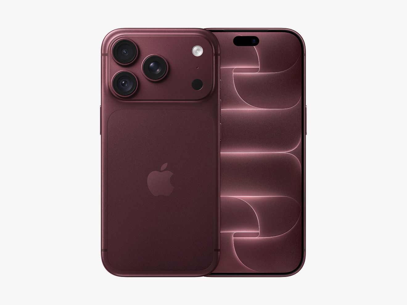 iPhone 18 in burgundy shown from the back and front, side by side.