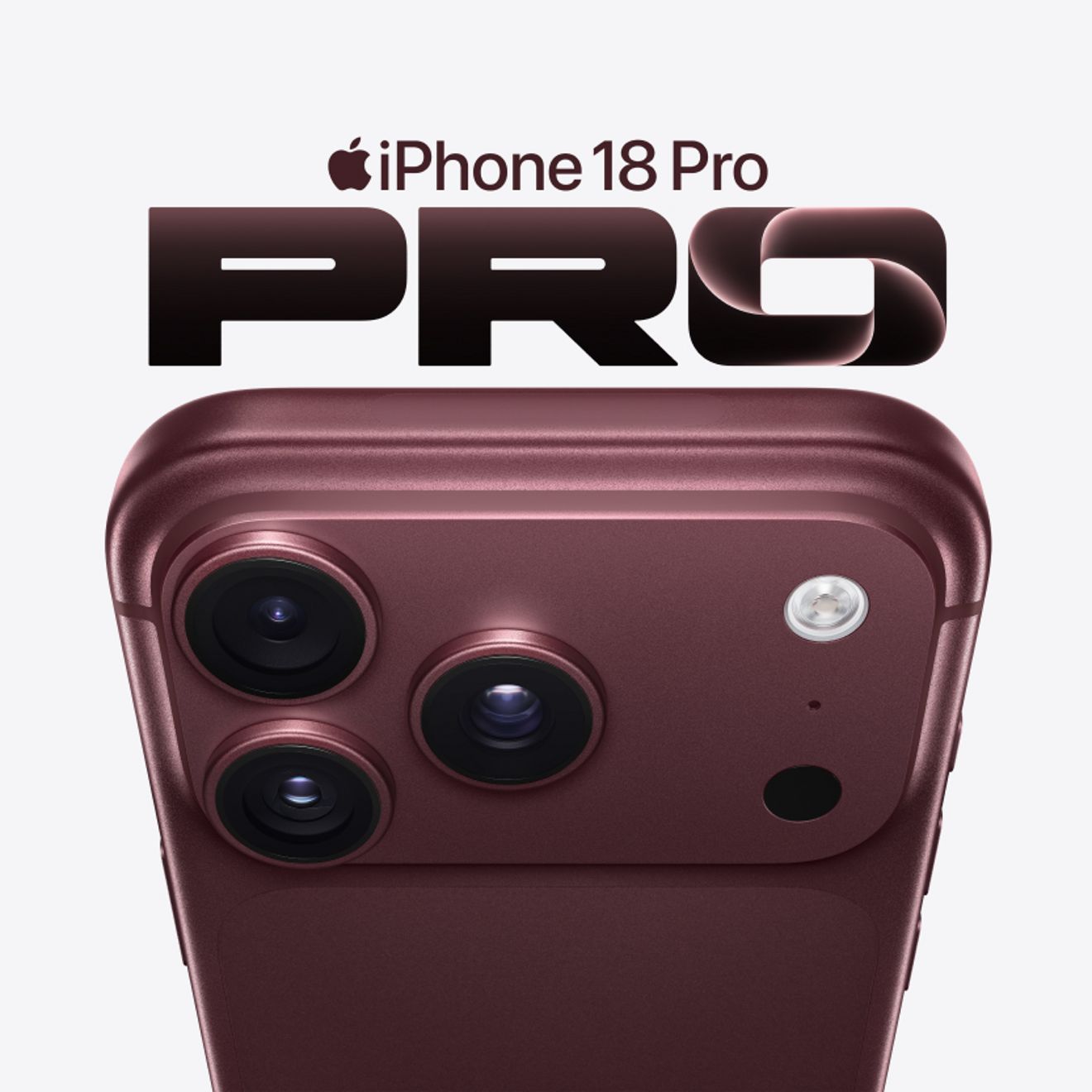 Close up of the iPhone 18 Pro in burgundy showcasing the camera on the smartphone.   