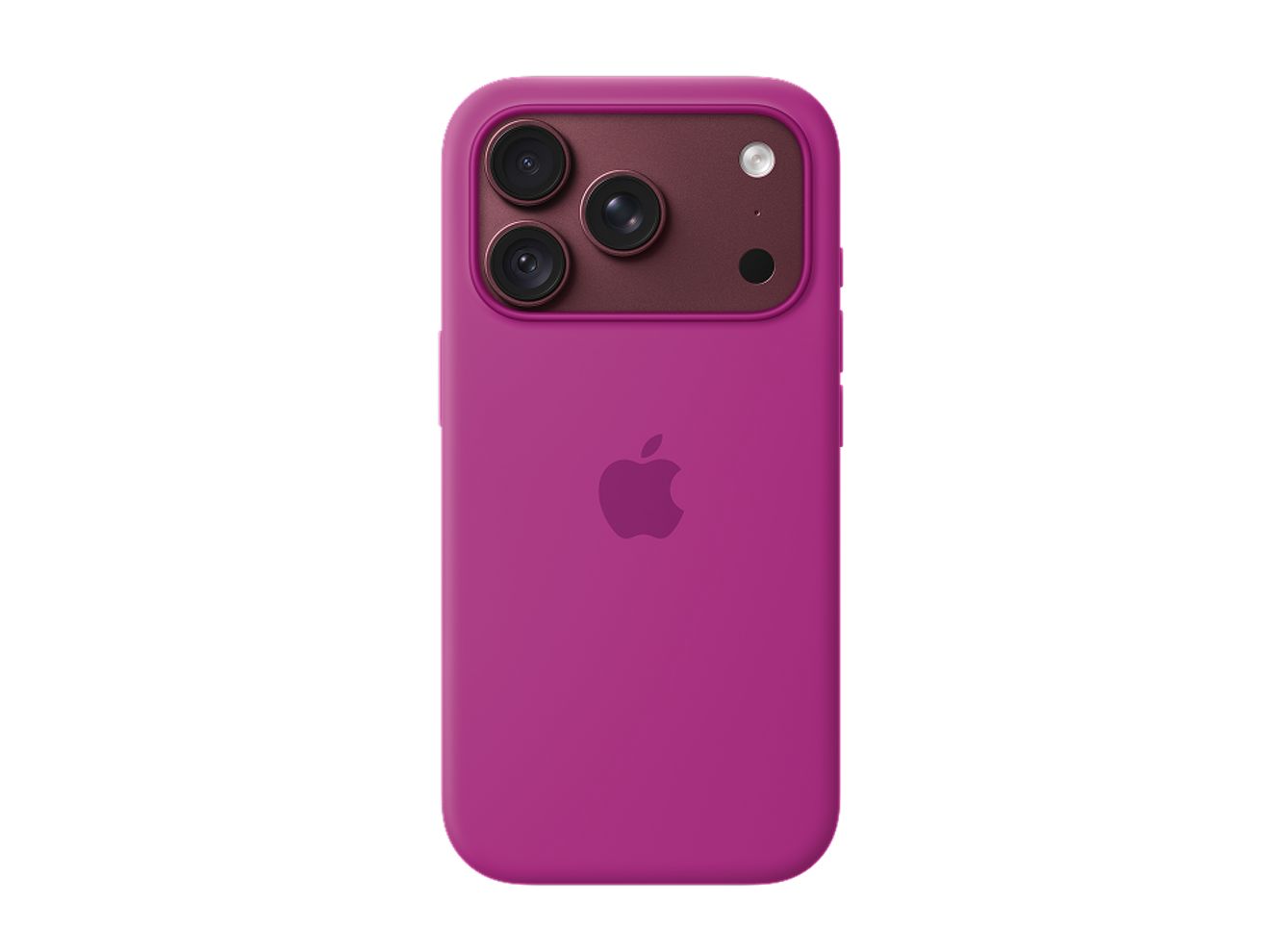 A Burgundy Apple iPhone 18 Pro in a Magenta Apple silicone case