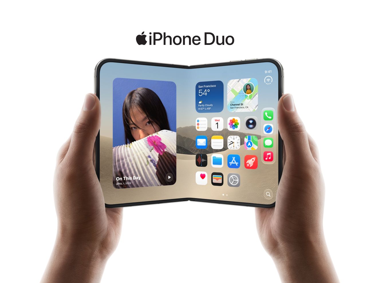 Two hands are holding iPhone Duo.