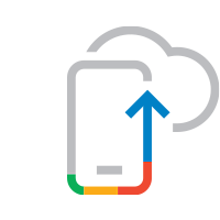 Multi-colored illustration of a phone with arrow leading to Google One cloud.