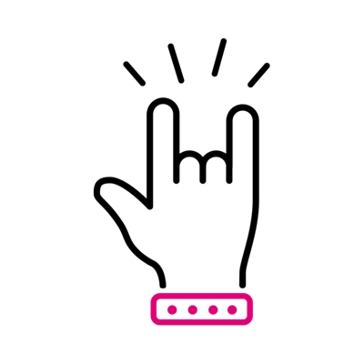 Hand with rock and roll gesture.