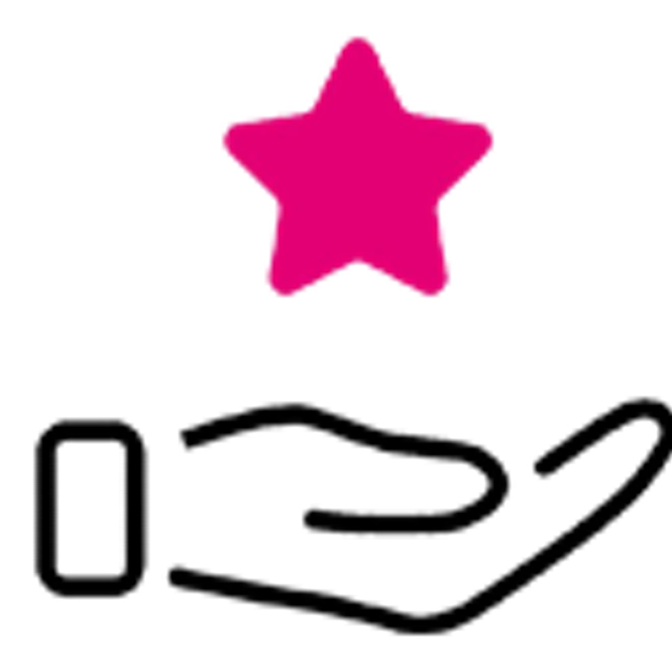 An icon of a hand with a star