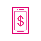 Icon of a phone with a dollar sign