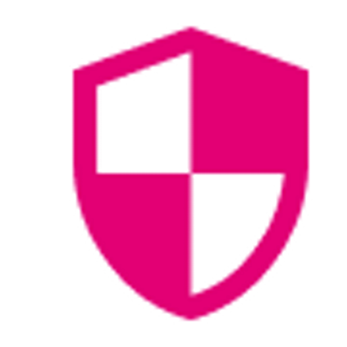 A magenta and white shield. 