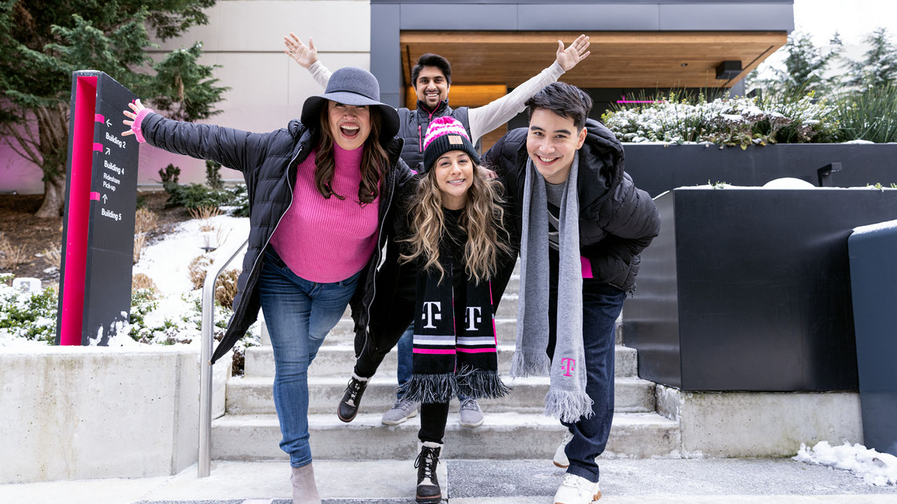 Group of T-Mobile employees posing for a fun photo