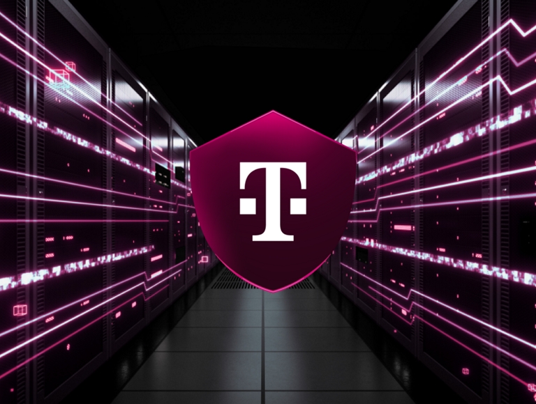 Scam Shield logo over a data center
