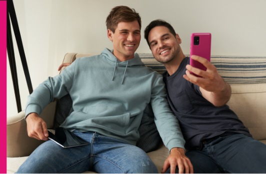 Male couple taking a selfie