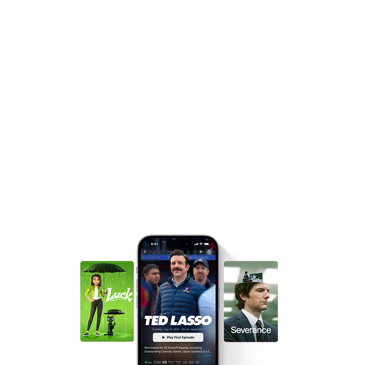 Un banner de Apple TV+ Originals como Ted Lasso y Severance.