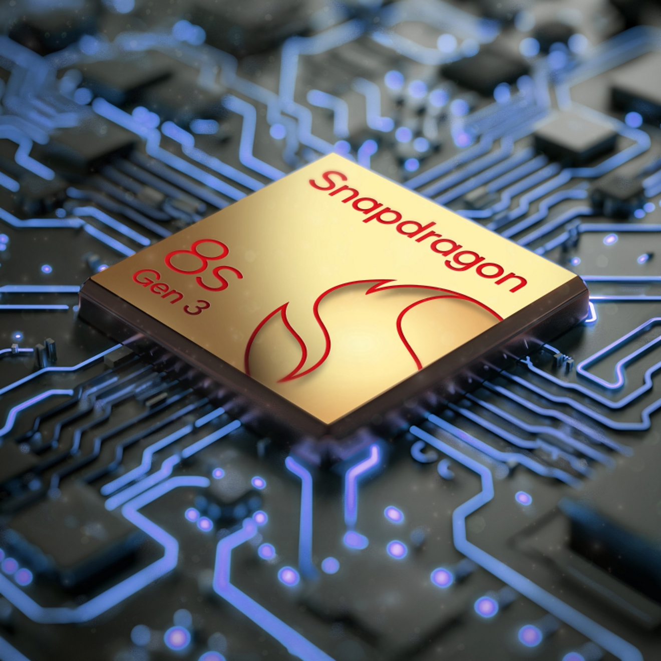 Close-up of the Snapdragon 8s Gen3 processor inside Motorola razr plus.