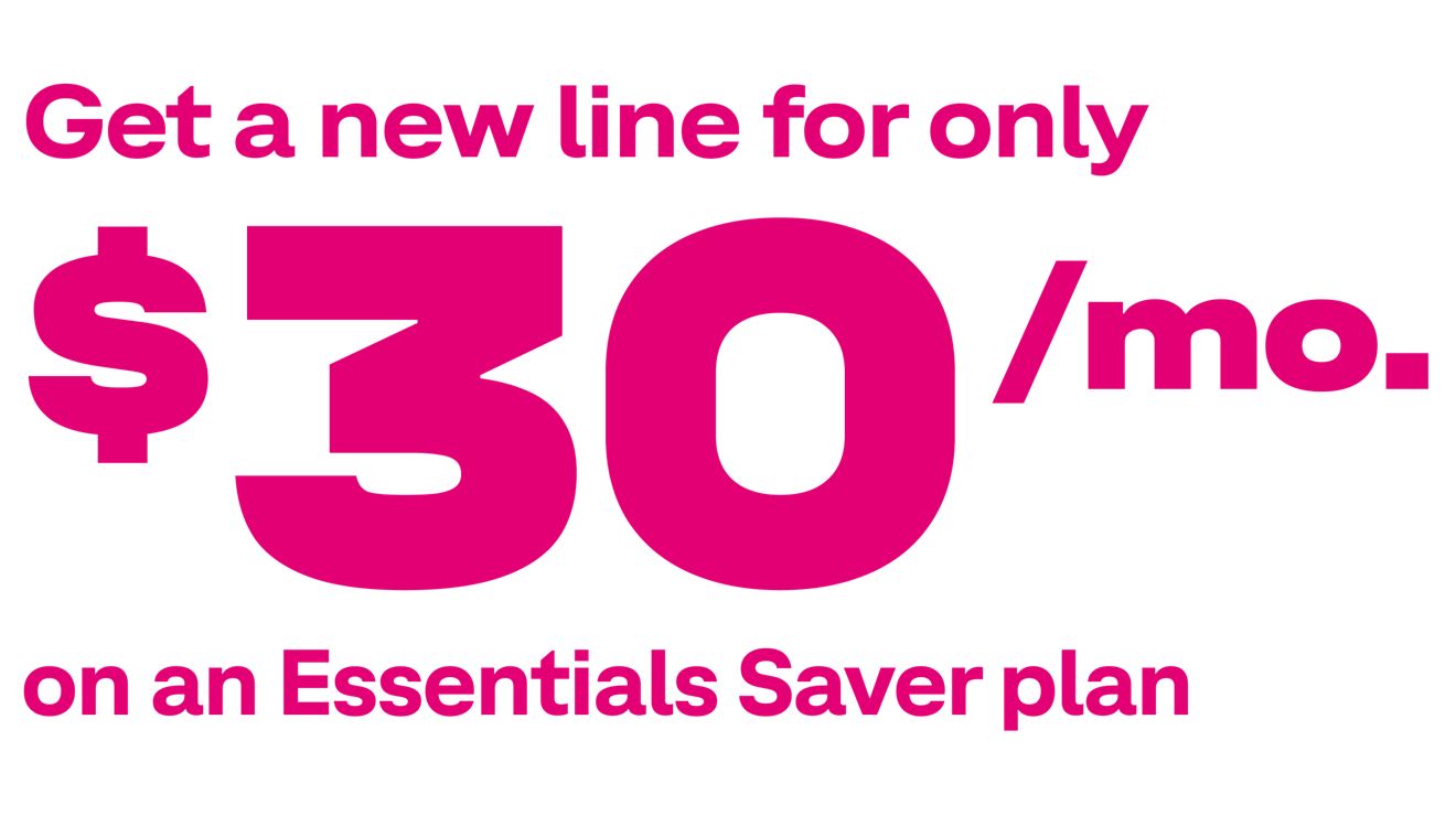 New line for only $30/mo. on the Essentials Saver plan graphic.