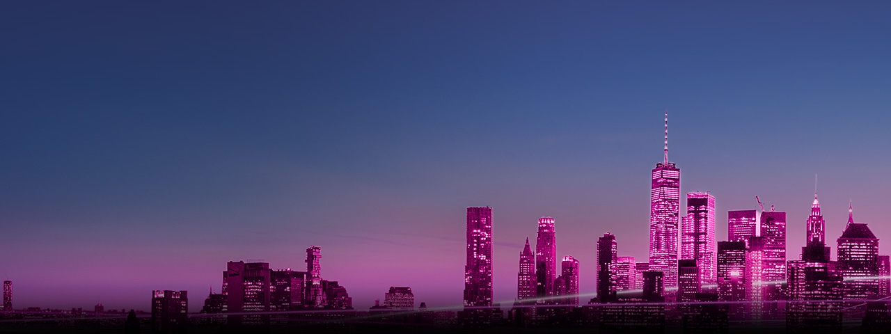 A magenta skyline