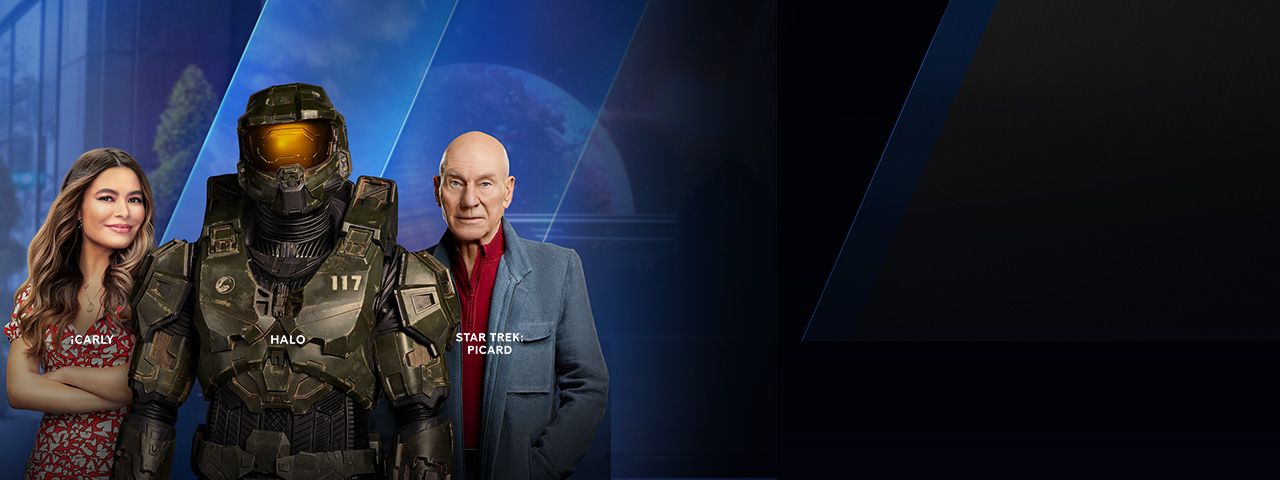 Miranda Cosgrove from iCarly, Master Chief form Halo, and Patrick Stewart from Star Trek: Picard