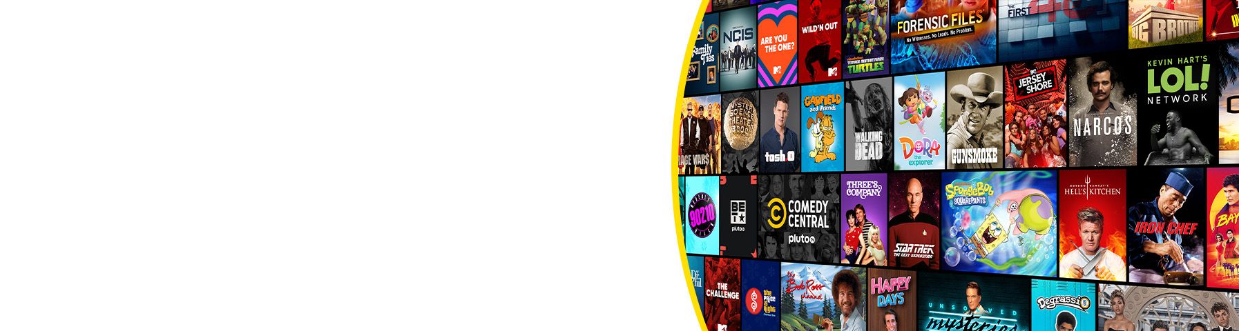 Una selección de programas de TV y películas disponibles en Pluto TV.